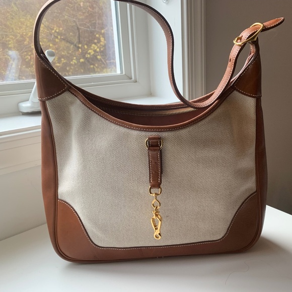 Hermes Trim  II Leather and Toile Shoulder Bag - Picture 1 of 5